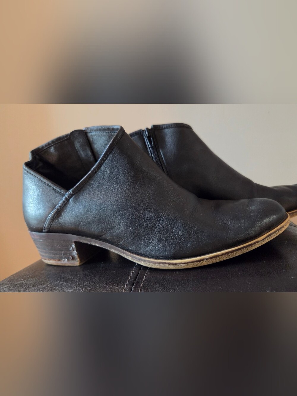 Lucky Brand Black Leather Booties With Zipper Size 9.5